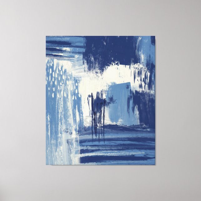 Abstrakt Blau und Elfenbein Leinwanddruck (Vorderseite)