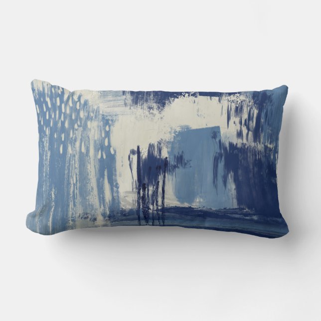 Abstrakt Blau und Elfenbein Lendenkissen (Vorderseite)