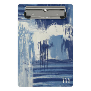 Abstrakt Blau und Elfenbein Mini Klemmbrett