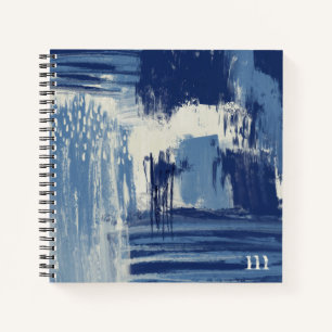 Abstrakt Blau und Elfenbein Notizbuch
