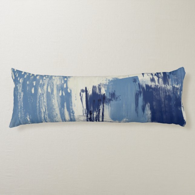 Abstrakt Blau und Elfenbein Seitenschläferkissen (Vorderseite)