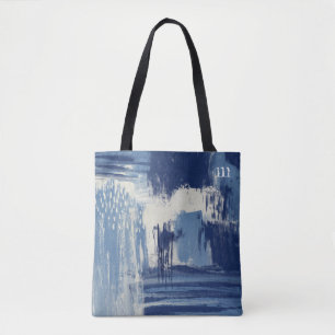 Abstrakt Blau und Elfenbein Tasche