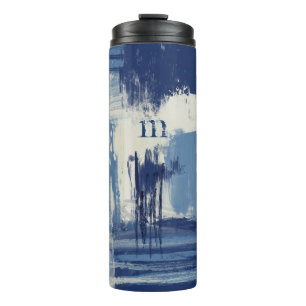 Abstrakt Blau und Elfenbein Thermosbecher