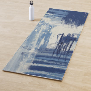 Abstrakt Blau und Elfenbein Yogamatte