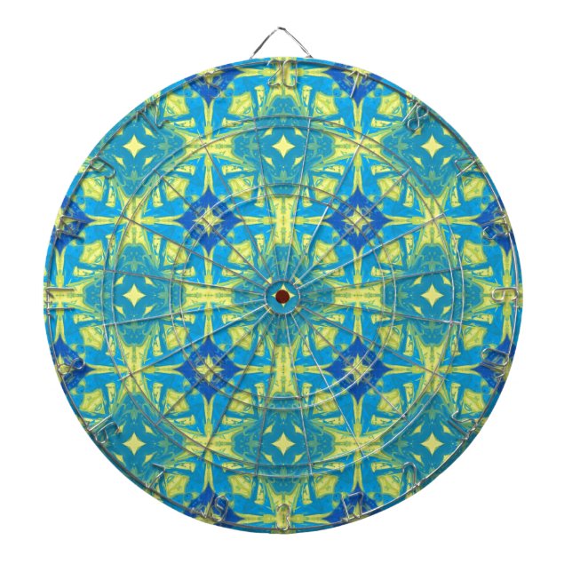 Abstrakt Blau und Gelb Dartscheibe (vorne)