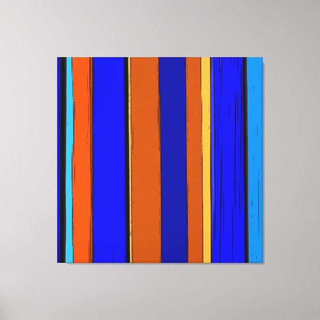 Abstrakt Blau und Orange 930 - Vertikale Streifen Leinwanddruck (Vorderseite)