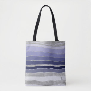 Abstrakt Blau und Silber Personalisiert Tasche