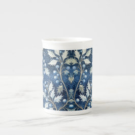 Abstrakt Blau und Silber Weihnachtsblumen Prozellantasse