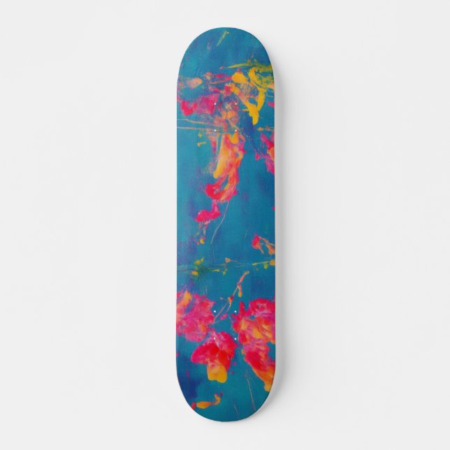 Abstrakt-blaue Gelb- und Orangenskateboard Skateboard (Vorne)