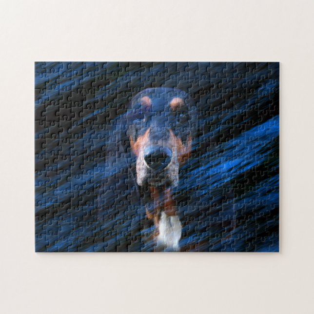 Abstrakt-blaues Basset-Hound (Horizontal)