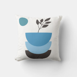 Abstrakt-blaues botanisches Blatt Kissen