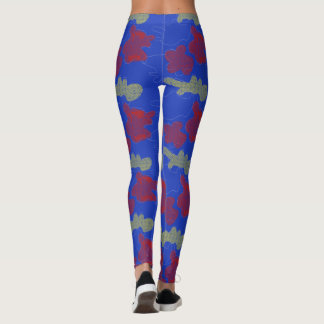 Abstrakt-Blaues Gelbtes Muster Yoga-Leggings Leggings