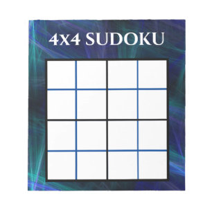 Abstrakt Blue 4x4 Sudoku-Vorlage Notizblock