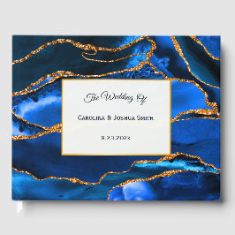 Abstrakt Blue Agate Watercolor Gästebuch