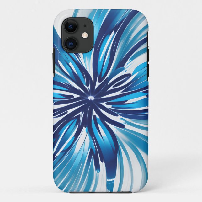 Abstrakt Blue Blume Art Deco Case-Mate iPhone Hülle (Rückseite)