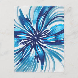 Abstrakt Blue Blume Art Deco Postkarte