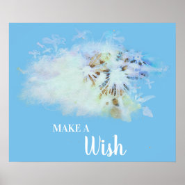 *~* Abstrakt Blue DANDELION machen ein Wunschposte Poster