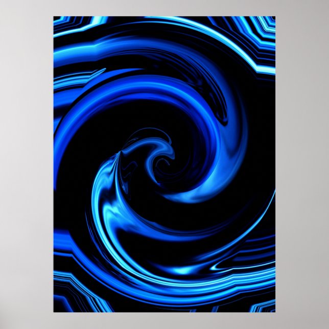 Abstrakt Blue Dolphin Art Poster (Vorne)