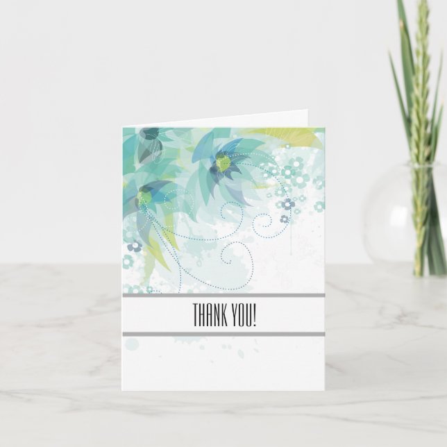 Abstrakt Blue Floral Vielen Dank Dankeskarte (Vorderseite)