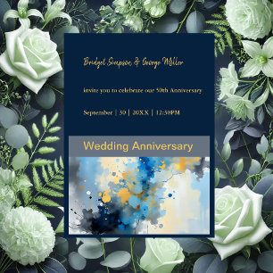 Abstrakt Blue & Gold Ink Spritzer Hochzeit