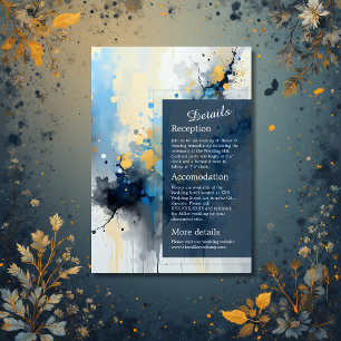 Abstrakt Blue & Gold Ink Spritzer Hochzeit Begleitkarte