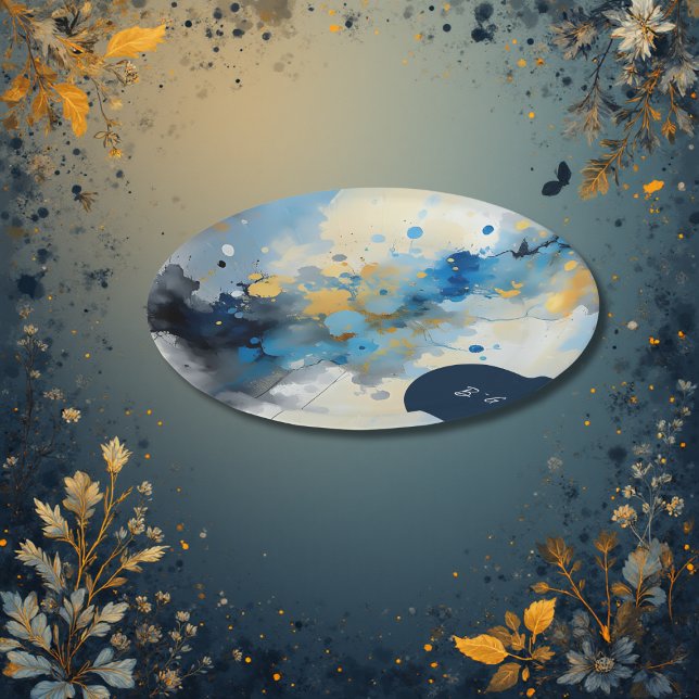 Abstrakt Blue & Gold Ink Spritzer Hochzeit Pappteller (Von Creator hochgeladen)