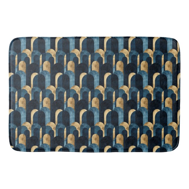 Abstrakt Blue Gold Navy Badematte (Vorderseite)