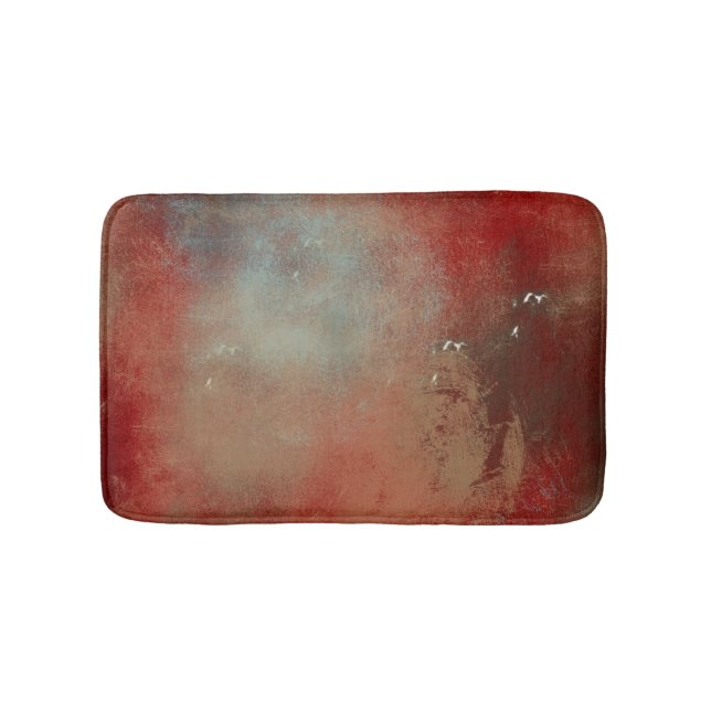 Abstrakt Blue Gold Red Contemporary Art Badematte (Vorderseite)