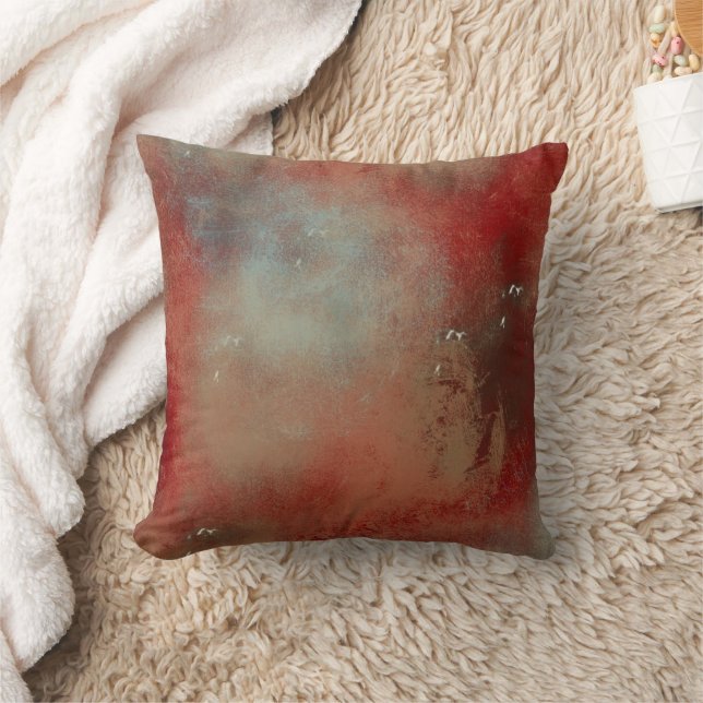 Abstrakt Blue Gold Red Contemporary Art Kissen (Decke)