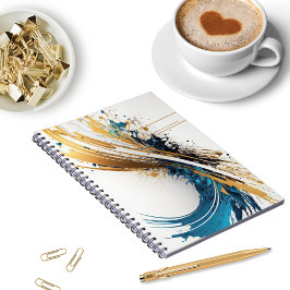 Abstrakt Blue & Gold Spiral Notebook - Dynamic Des Notizblock