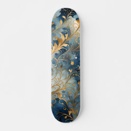 Abstrakt Blue Golden Skateboard