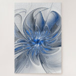 Abstrakt Blue Gray Fraktal Art Blume<br><div class="desc">Einzigartige Fantasy-Blume in Blau- und Grautönen,  abstrakt und elegant. Design für Ihr Rätsel und mehr.</div>