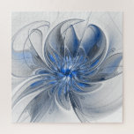 Abstrakt Blue Gray Fraktal Art Blume<br><div class="desc">Einzigartige Fantasy-Blume in Blau- und Grautönen,  abstrakt und elegant. Design für Ihr Rätsel und mehr.</div>