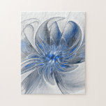 Abstrakt Blue Gray Fraktal Art Blume<br><div class="desc">Einzigartige Fantasy-Blume in Blau- und Grautönen,  abstrakt und elegant. Design für Ihr Rätsel und mehr.</div>
