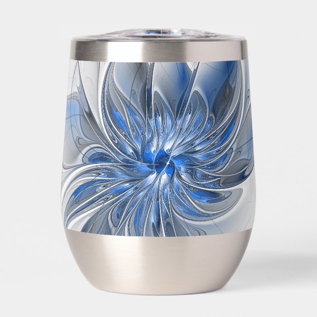 Abstrakt Blue Gray Fraktal Art Blume (Vorderseite)
