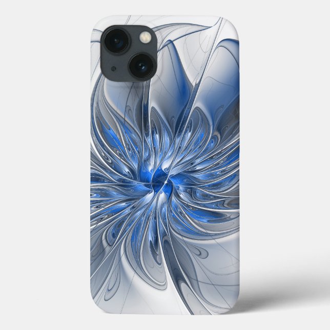 Abstrakt Blue Gray Fraktal Art Blume Case-Mate iPhone Hülle (Rückseite)