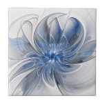 Abstrakt Blue Gray Fraktal Art Blume Fliese<br><div class="desc">Eine einzigartige Fantasy-Blume in Blau- und Grautönen, abstrakt und elegant. Ungewöhnliches Design für Ihre dekorative Keramik Fliesen und mehr.</div>