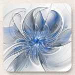 Abstrakt Blue Gray Fraktal Art Blume Getränkeuntersetzer<br><div class="desc">Eine einzigartige Fantasy-Blume in Blau- und Grautönen,  abstrakt und elegant. Ungewöhnliches Design für Ihre dekorativen Blumengetränke Coaster und mehr.</div>