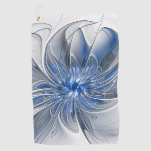 Abstrakt Blue Gray Fraktal Art Blume Golfhandtuch