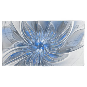 Abstrakt Blue Gray Fraktal Art Blume Kissenbezug