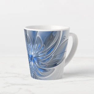 Abstrakt Blue Gray Fraktal Art Blume Milchtasse