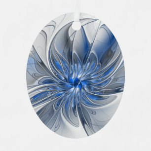 Abstrakt Blue Gray Fraktal Art Blume Ornament Aus Metall