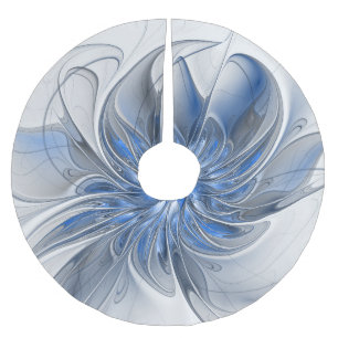 Abstrakt Blue Gray Fraktal Art Blume Polyester Weihnachtsbaumdecke