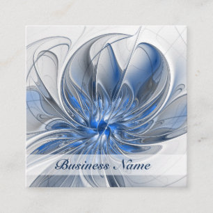 Abstrakt Blue Gray Fraktal Art Blume Quadratische Visitenkarte