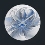 Abstrakt Blue Gray Fraktal Art Blume Runde Wanduhr<br><div class="desc">Eine einzigartige Fantasy-Blume in Blau- und Grautönen,  abstrakt und elegant. Design für Ihre runden Acrylwanduhr und mehr.</div>