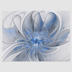 Abstrakt Blue Gray Fraktal Art Blume Seidenpapier