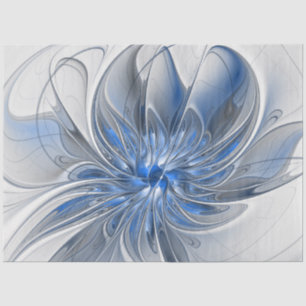 Abstrakt Blue Gray Fraktal Art Blume Seidenpapier