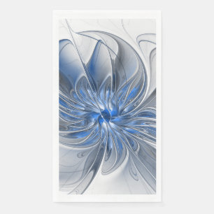 Abstrakt Blue Gray Fraktal Art Blume Serviette