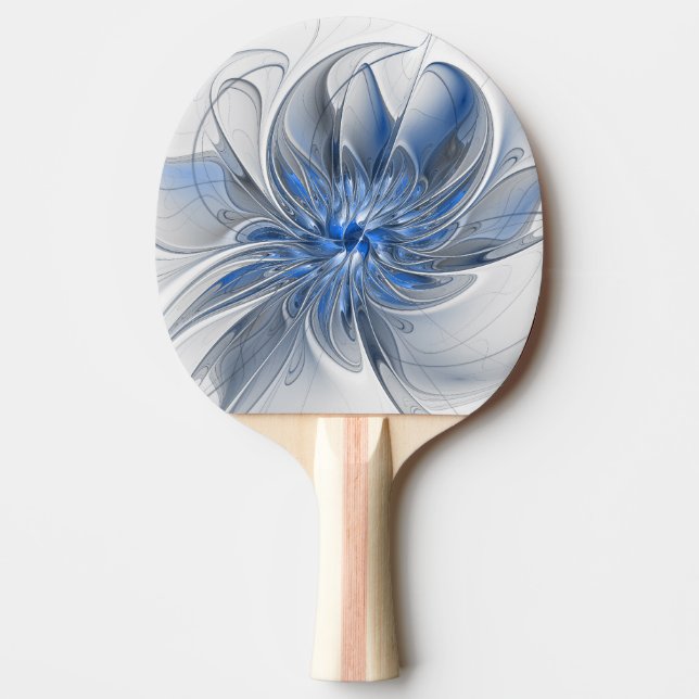 Abstrakt Blue Gray Fraktal Art Blume Tischtennis Schläger (Vorderseite)
