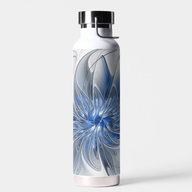 Abstrakt Blue Gray Fraktal Art Blume Trinkflasche (Links)